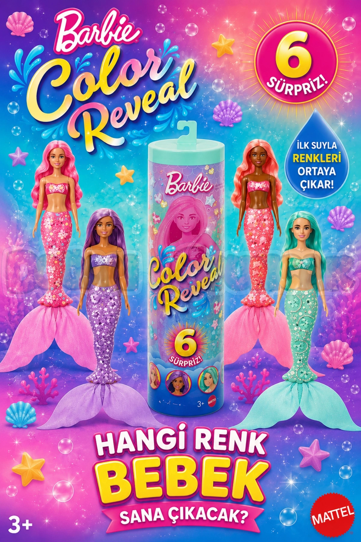 Barbie Color Reveal - Barbie Deniz Kızı Bebekler JMW61 - Barbie Oyuncak Barbie Bebek