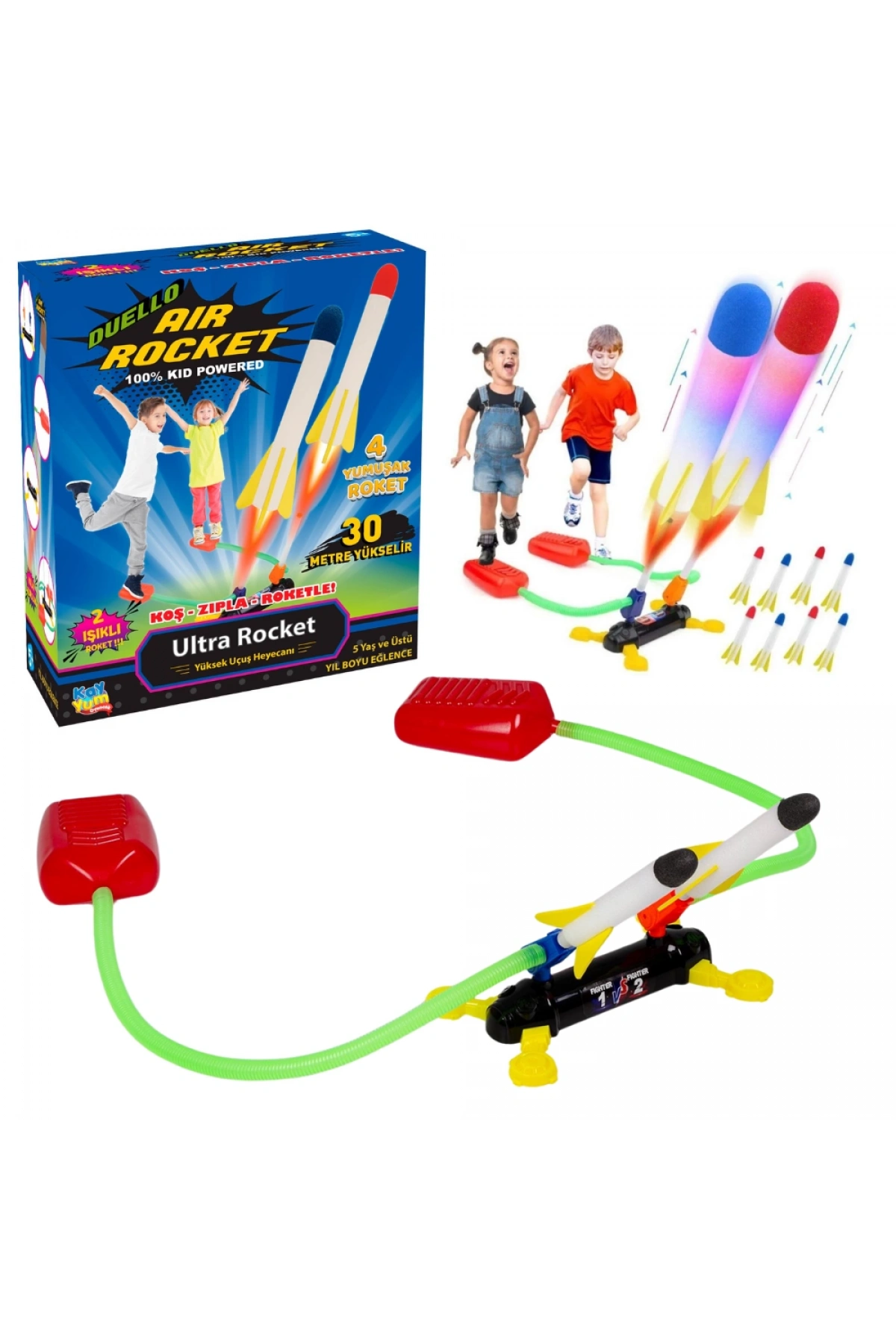 Air Rocket İkili Seti - Roket Oyuncak - 4 Roket Ve Havalı Roketatar - İkili Açık Hava Oyuncağı - Airrocket