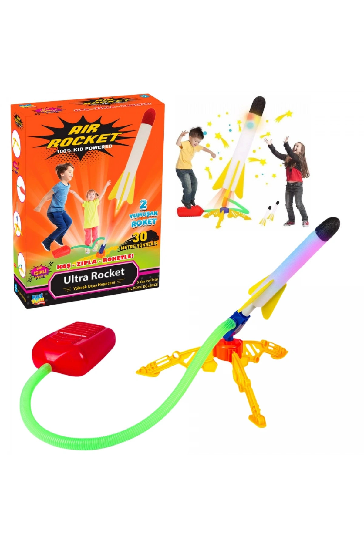 Air Rocket Tekli Seti - Roket Oyuncak - 2 Roket Ve Havalı Roketatar - Tekli Açık Hava Oyuncağı - Airrocket