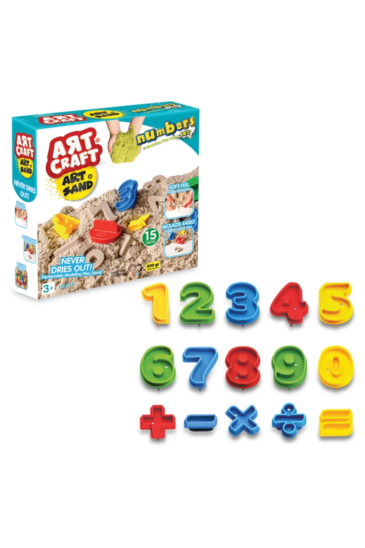Art Sand Numaralar Kum Seti 500 Gr. - Oyun Kumu Seti - Kinetik Kum Seti - Natural Kum - Doğal Kum