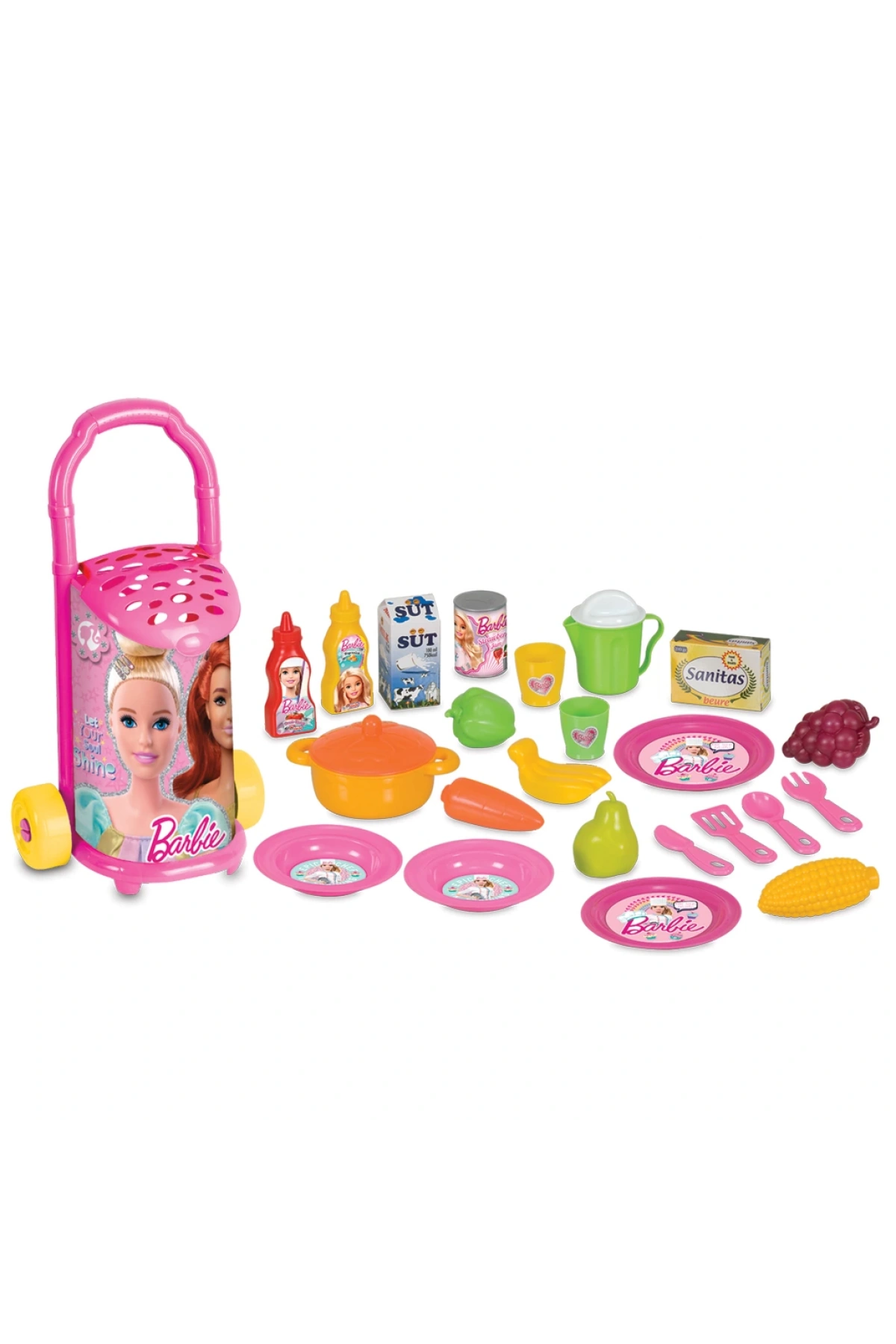 Barbie Pazar Arabası - Mutfak Setleri - Ev Oyuncak Setleri - Meyve Sebze Oyuncak