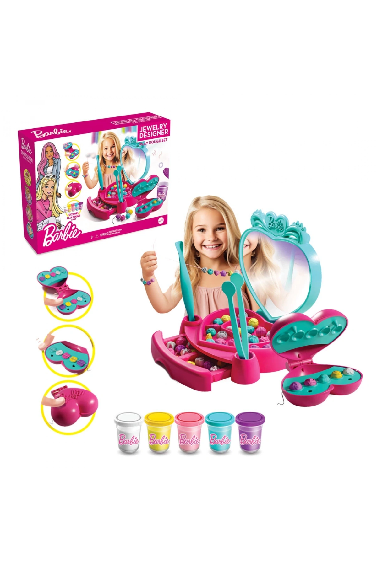 Barbie Takı Tasarla Hamur Seti 280 Gr. - Oyun Hamuru Seti - Hamur Setleri - Hamur Kalıpları - Barbie Hamur Seti