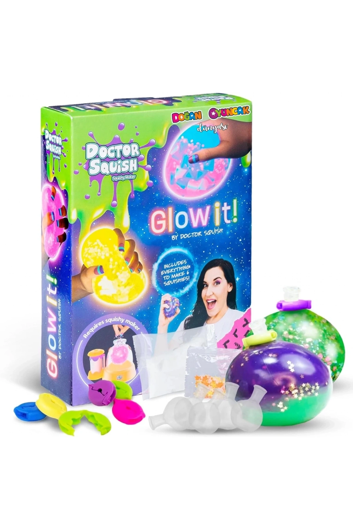 Doctor Squish Pack Refill Neon, Yedek Paket Parlak Simli Sukuşi Yapım Seti - Doktor Sukuşi - Sukuşi Yap Oyuncak
