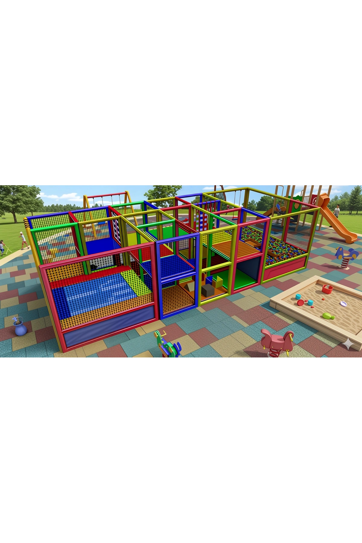 Double Oyun Havuzu ve Trambolin - Sünger Soft Play Top Havuzu Çocuk Oyun Alanı