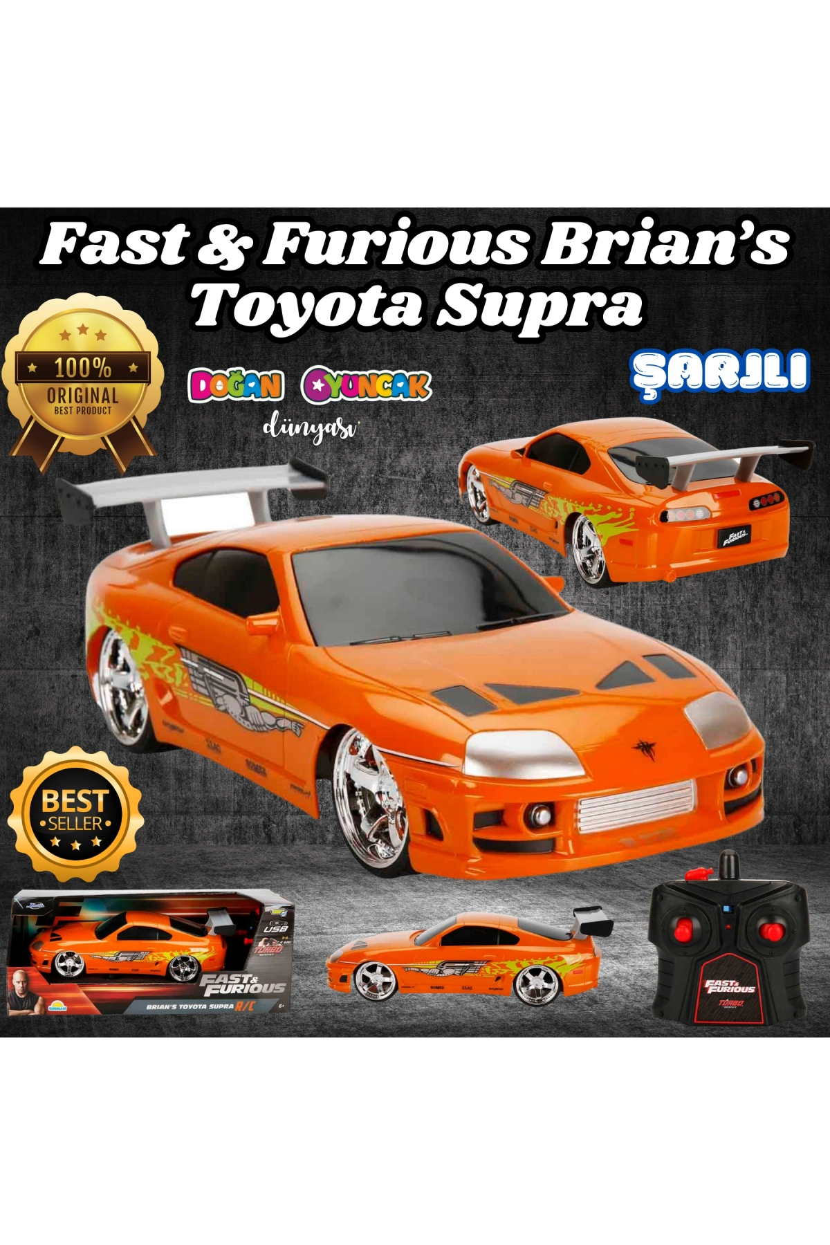 Fast & Furious Brian’s Toyota Supra 1:16 USB Şarjlı Uzaktan Kumandalı Araba - Kumandalı Araç - R/C Araba