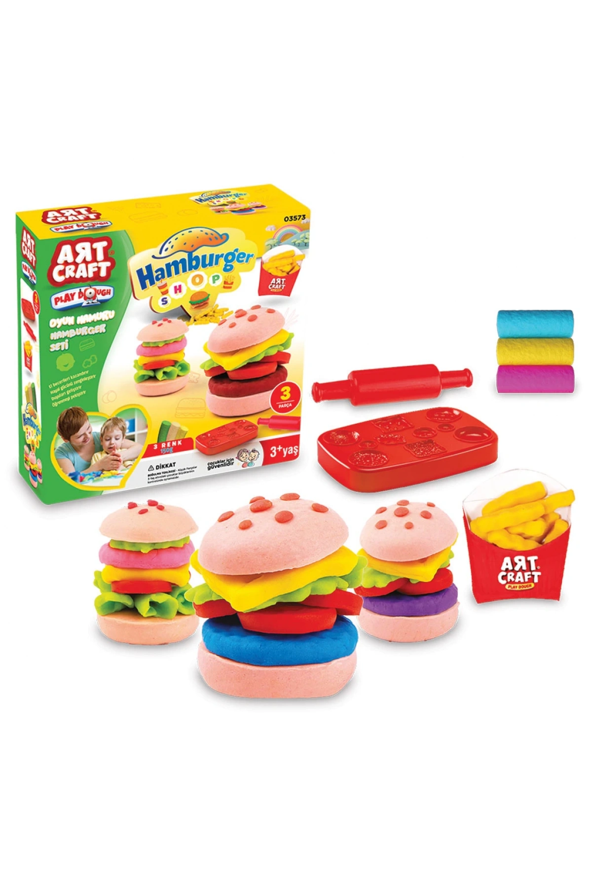 Hamburger Oyun Hamur Seti 150 Gr. - Oyun Hamuru Seti - Hamur Setleri - Hamur Kalıpları