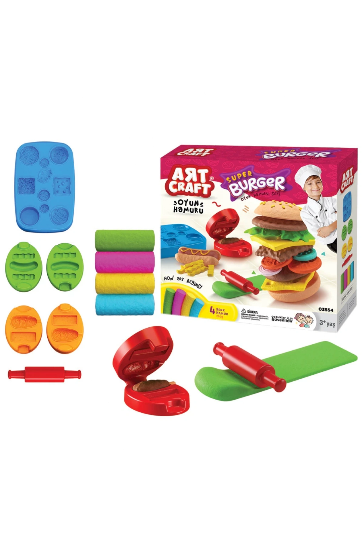 Hamburger Oyun Hamur Seti 200 Gr. - Oyun Hamuru Seti - Hamur Setleri - Hamur Kalıpları