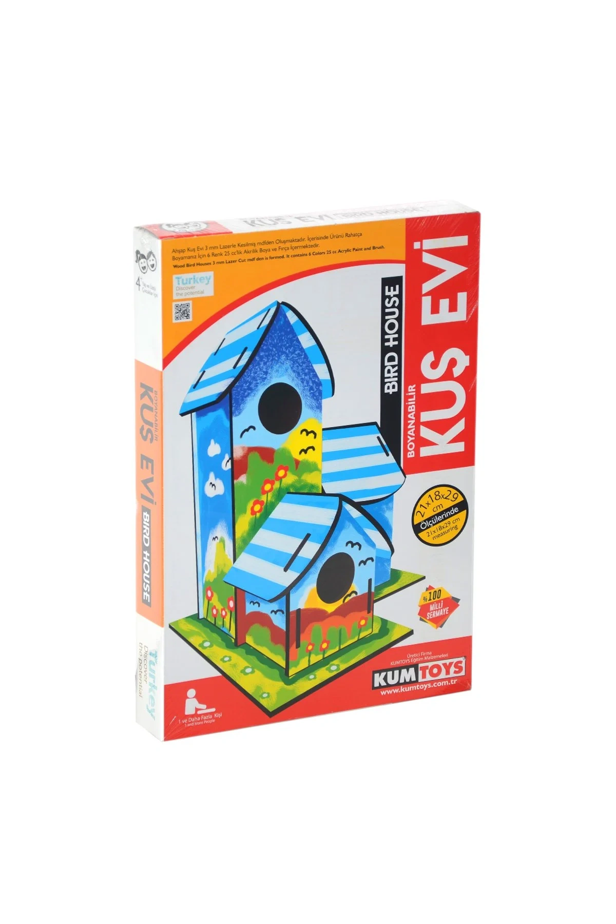 Kumtoys Boyanabilir 3lü Kuş Evi - Sanat Seti - Boyama Setleri - Maket Yapımı