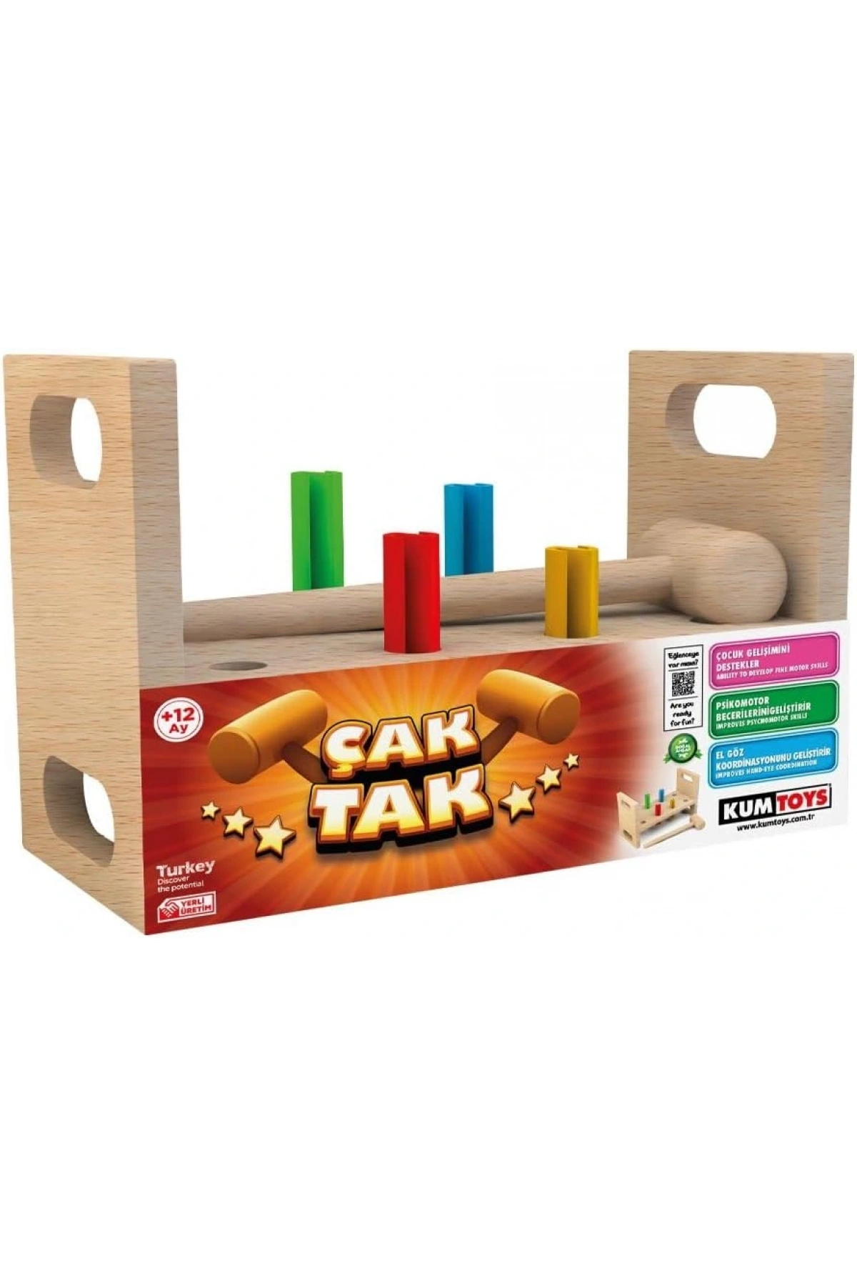 Kumtoys Tak Çak Tamir Seti - Tamir Setleri - Ahşap Tamir Seti Vurmalı Oyuncak