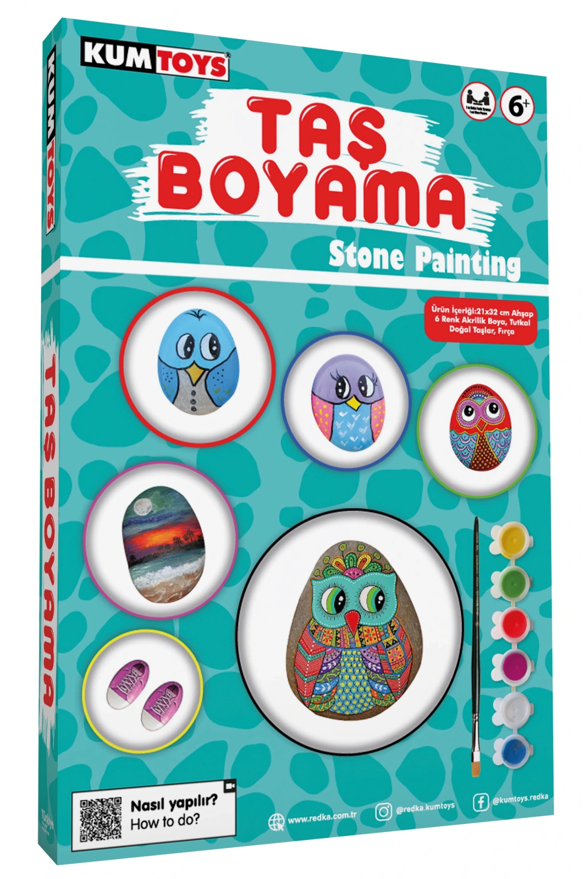 Kumtoys Taş Boyama Seti - Sanat Seti - Boyama Setleri - Çakıl Taşları Boyama Seti