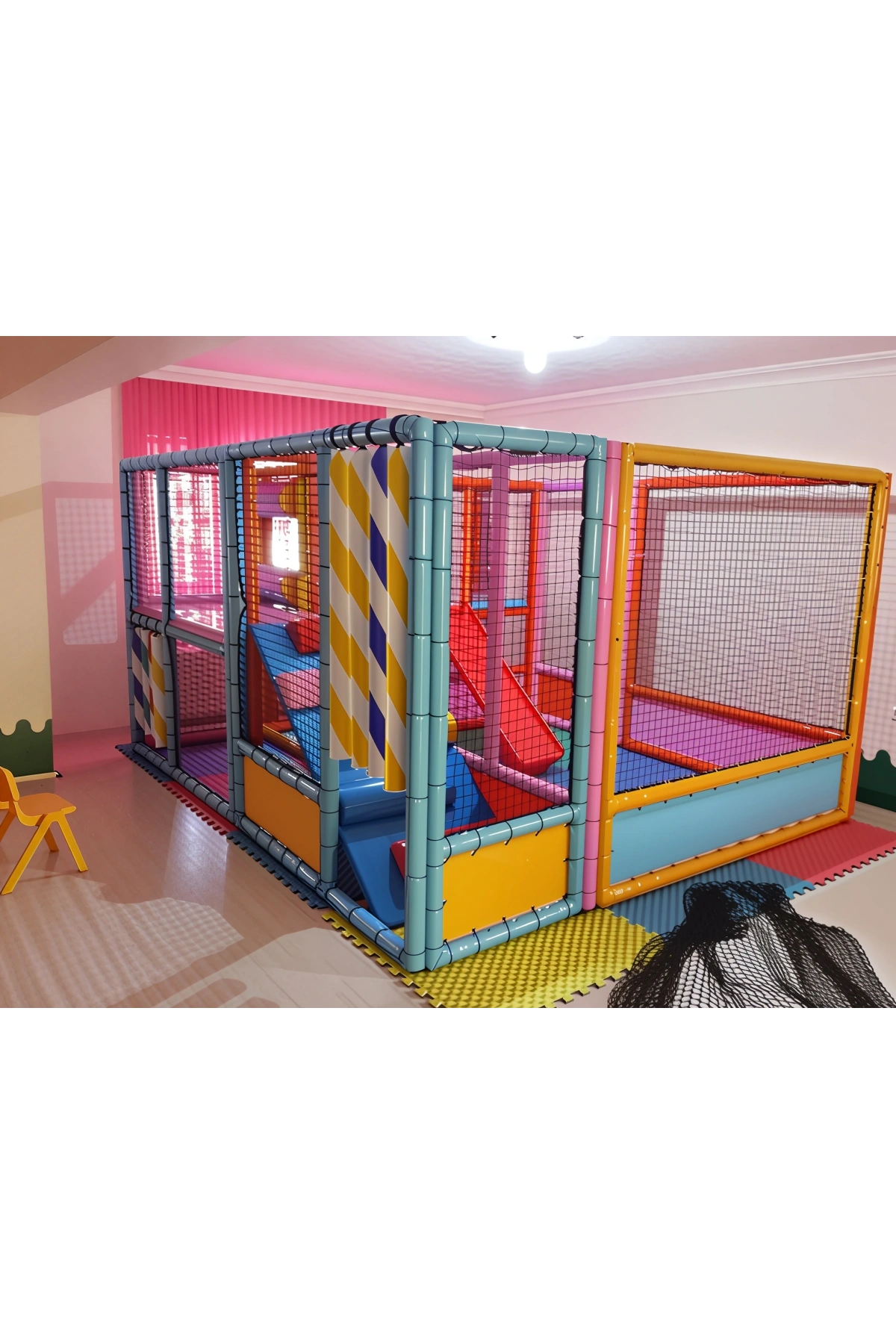 Tırmıklı Oyun Havuzu ve Trambolin - Sünger Soft Play Top Havuzu Çocuk Oyun Alanı