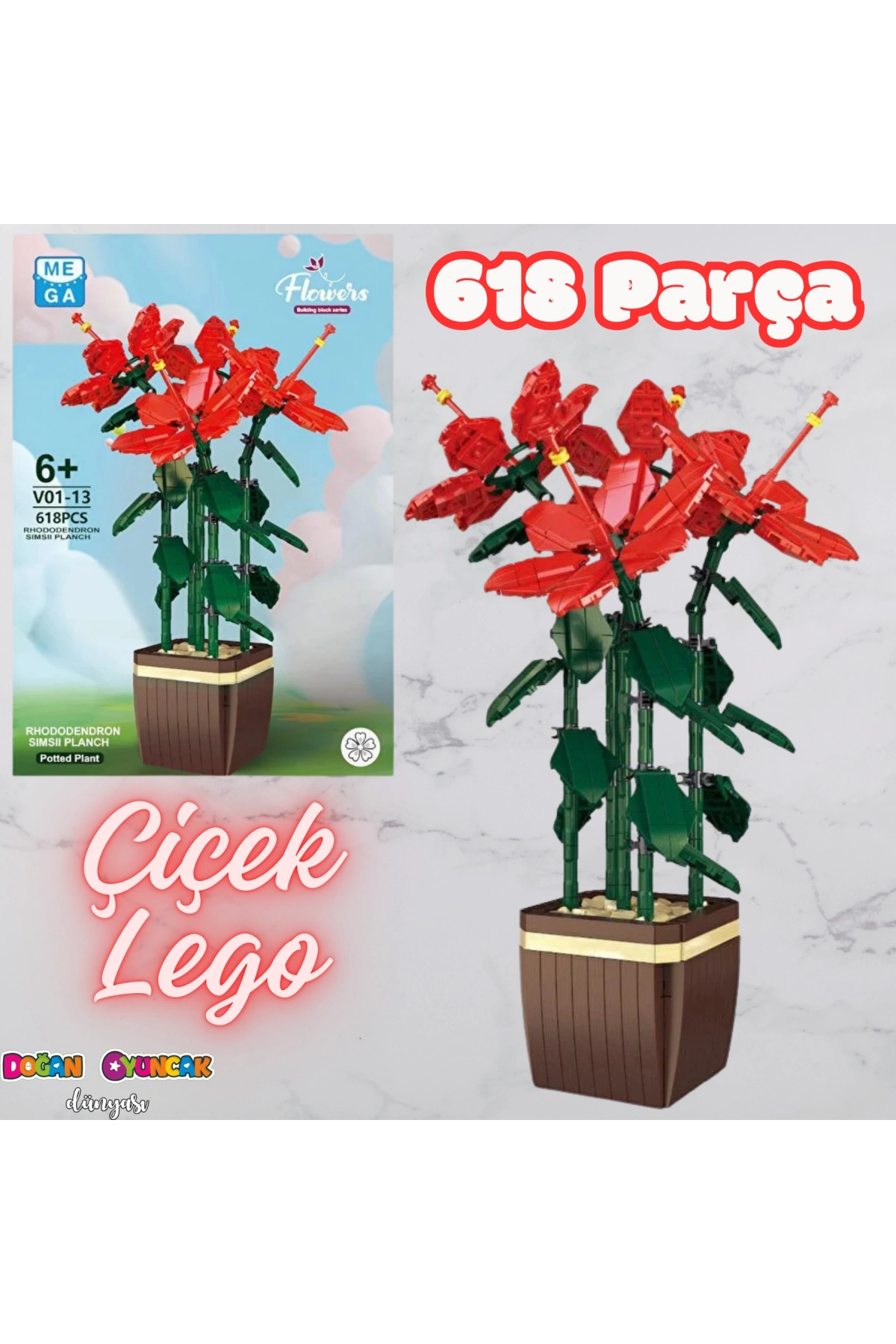 Mikro Blok Çiçek Orman Gülü 618 Parça - Lego Setleri - MEGA Lego - Çiçek Lego - MEGA Çiçek Lego - Mikro Bloklar