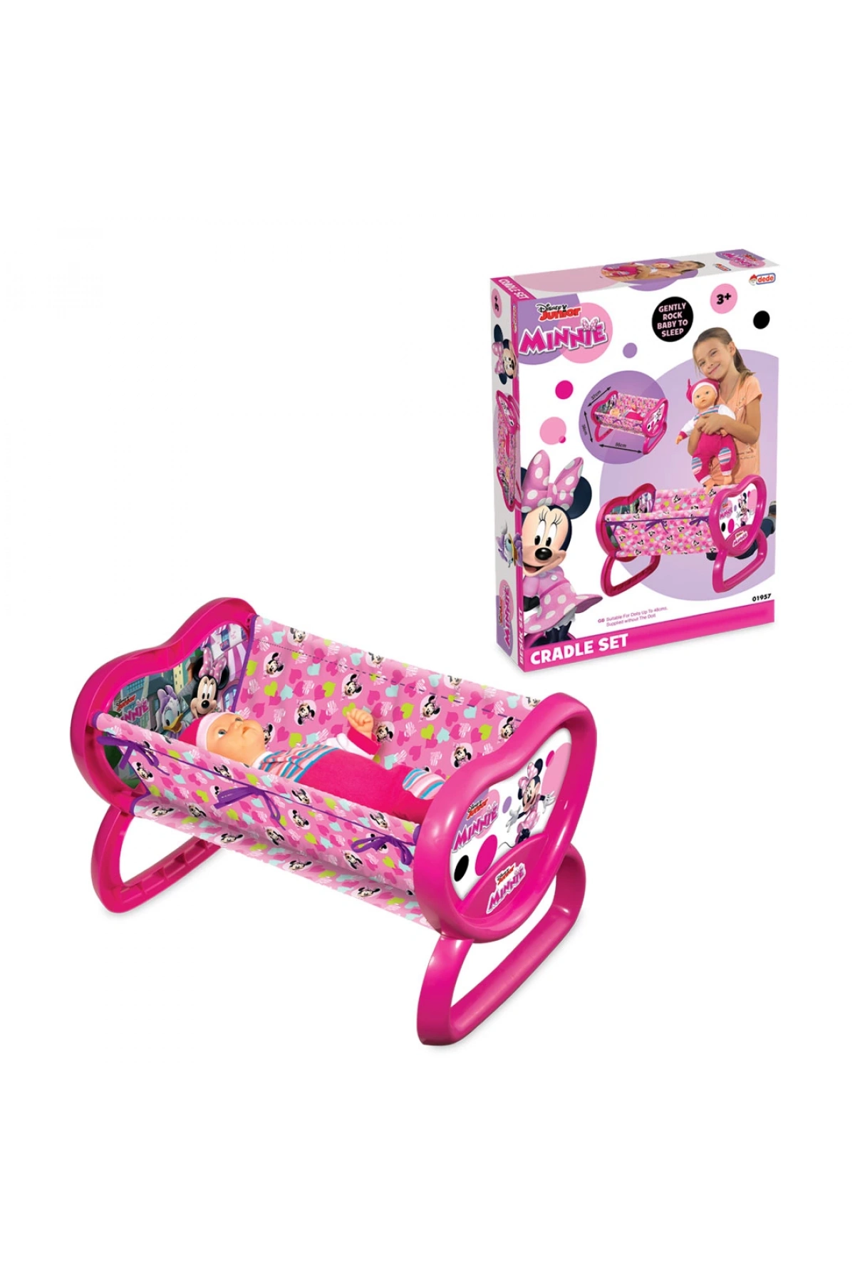 Minnie Mouse Kalpli Beşik - Ev Eşyaları Seti - Sallanan Beşik - Ev Beşiği