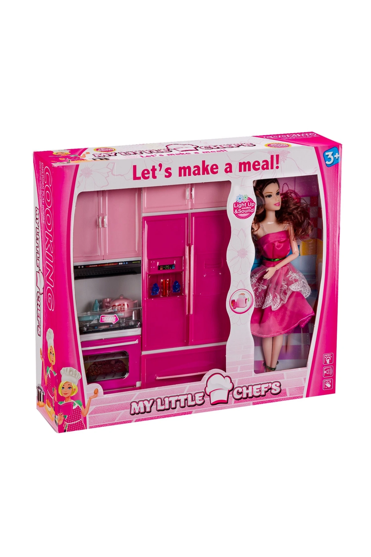 My Happy Kitchen Bebekli İkili Mutfak Seti - Modern Mutfak Seti - Işıklı Sesli Mutfak Oyuncak - Fırın, Buzdolabı
