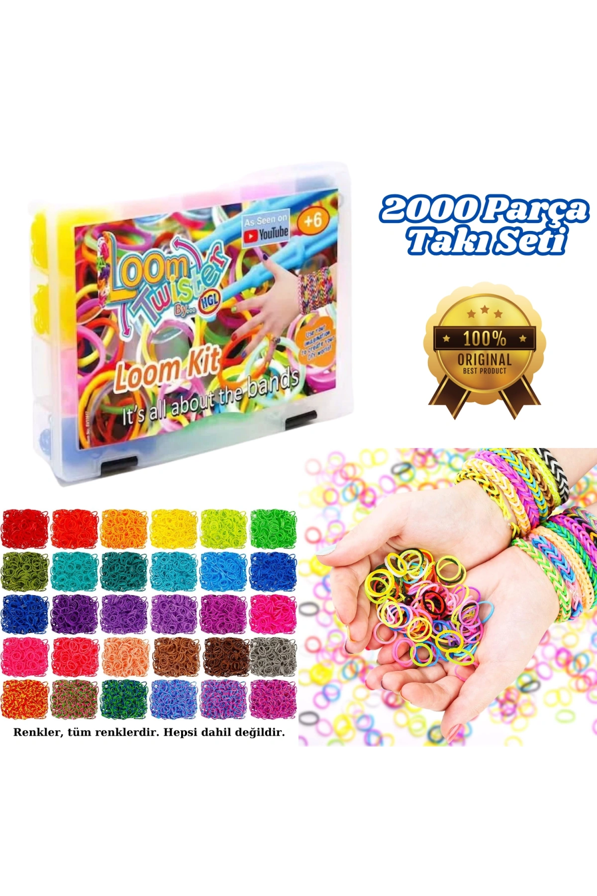 Orijinal Loom Twister 2000 Parça Seti - Takı Seti - Toka, Bilezik Ve Kolye Yapma Seti - Loom Twister