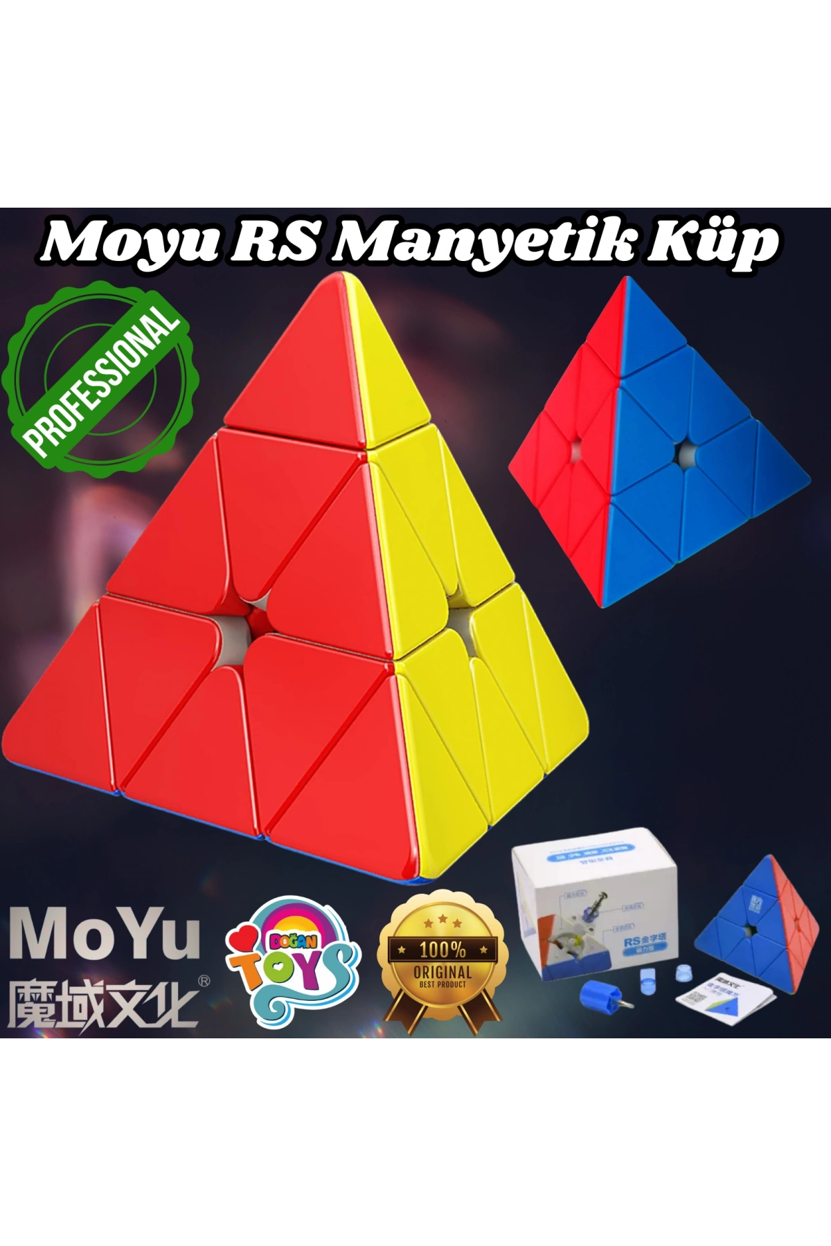 Orijinal MoYu Piramit RS Manyetik Çift Modülasyon Küp - Moyu Speed Cube - Moyu RS Piramit Zeka Küpü - Zeka Küpü - Magnetic Cube