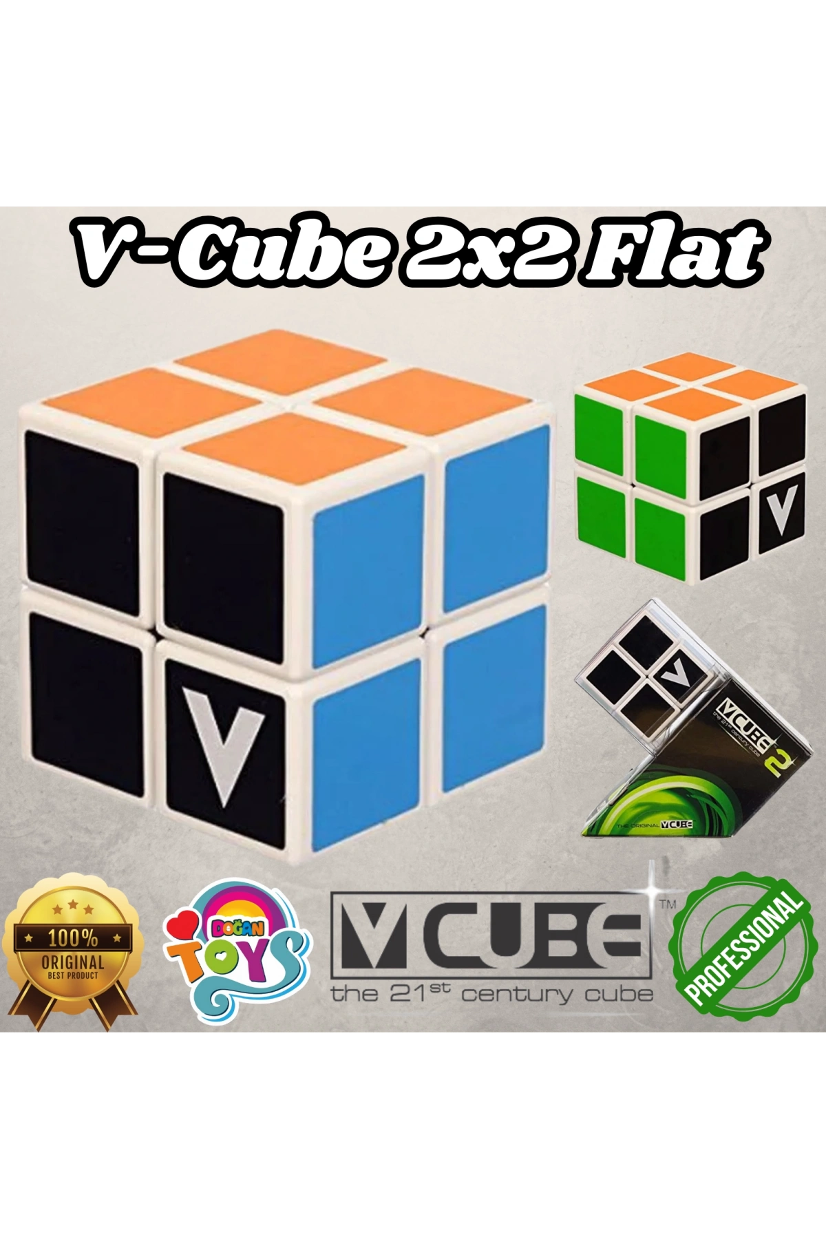 Orijinal V-Cube 2x2 Flat Küp - V-Cube Küp - Zeka Küpü - 2x2 Flat Küp - Akıl Küpü - Rubiks Küp -VCube