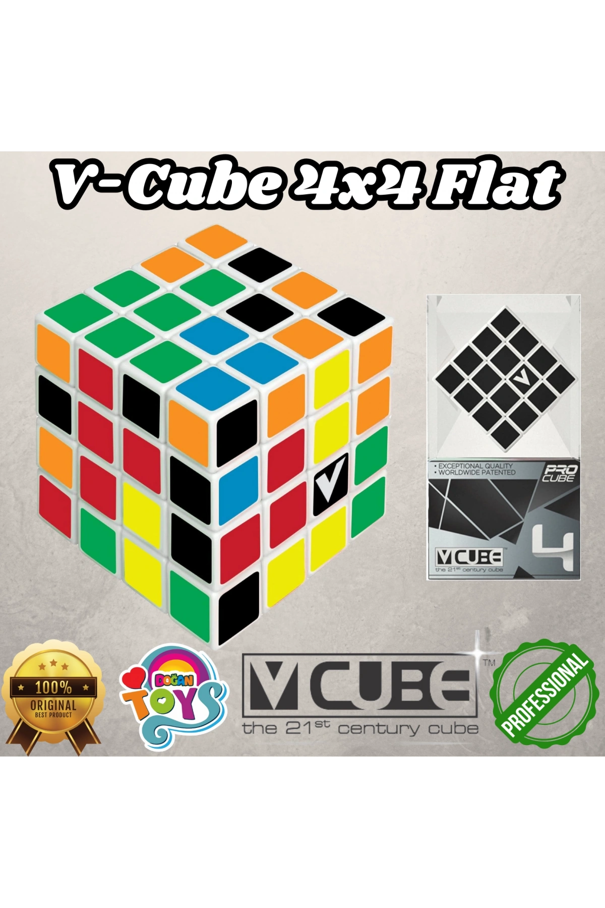 Orijinal V-Cube 4x4 Flat Küp - V-Cube Küp - Zeka Küpü - 4x4 Flat Küp - Akıl Küpü - Rubiks Küp -VCube