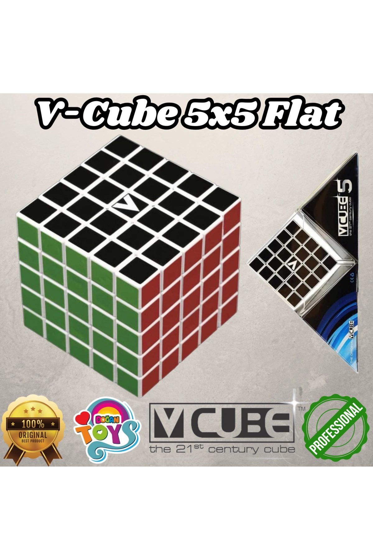 Orijinal V-Cube 5x5 Flat Küp - V-Cube Küp - Zeka Küpü - 5x5 Flat Küp - Akıl Küpü - Akıllı Küp -VCube