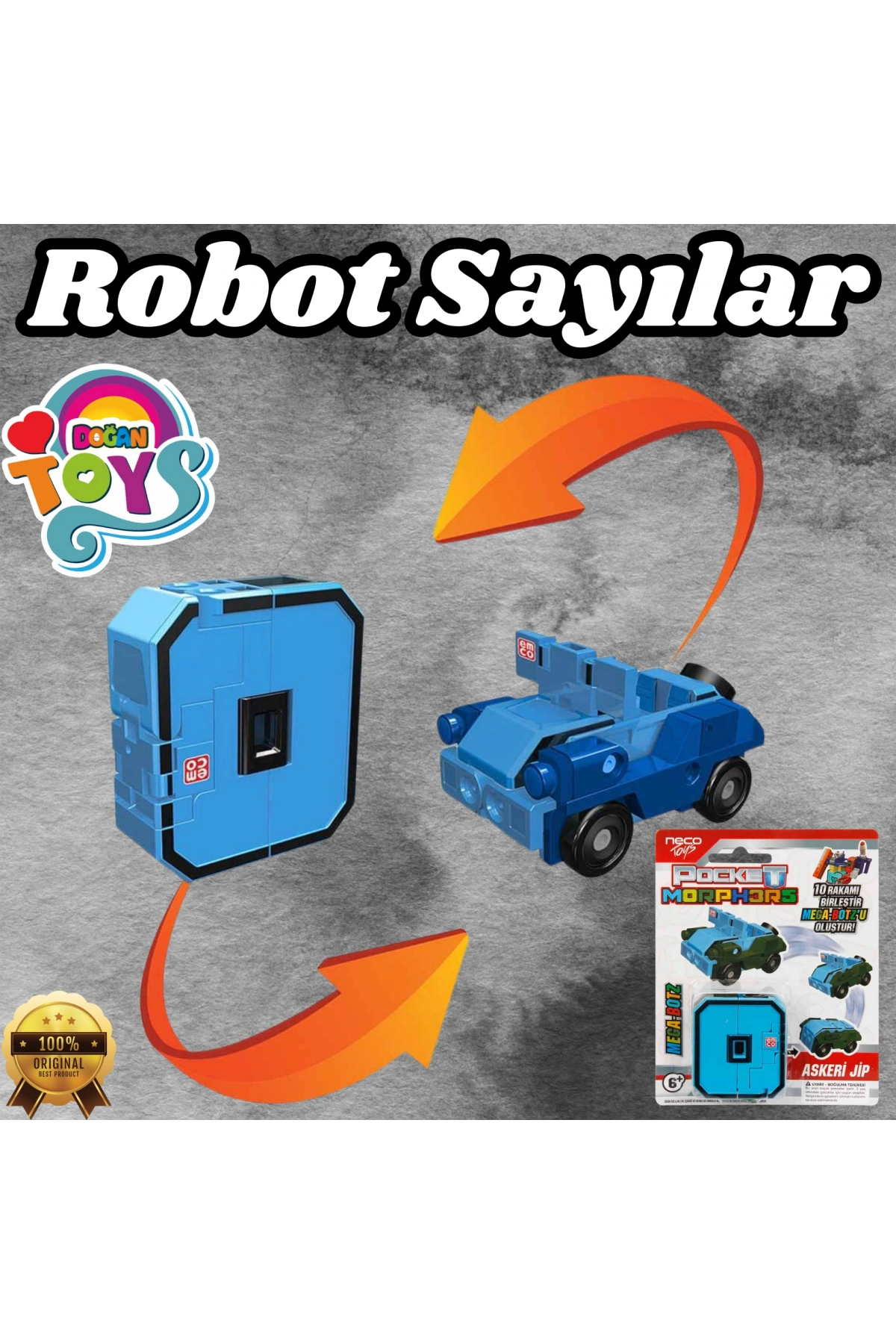 Pocket Morphers 0 Askeri Jip - Roboto Dönüşen Sayılar - 0 Numara Robot - Transformers - Robot Sayı