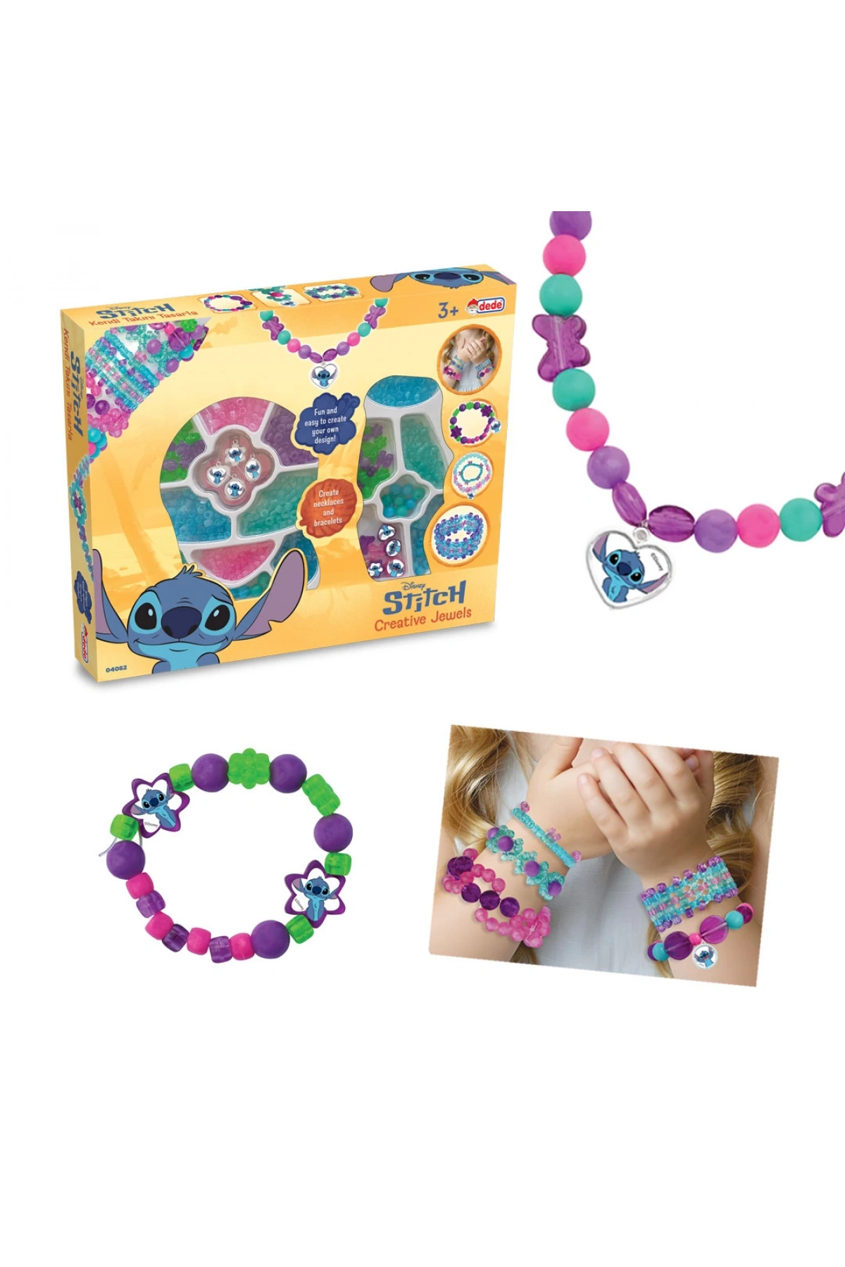 Stitch İkili Takı Seti - Dede Takı Seti - Boncuk Kolye Seti - Disney Stitch Takı Seti Bilezik Kolye Seti