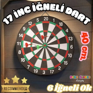 17 inc. İğneli Dart Tahtası Seti (40 cm.) - Oyuncak Dart Seti - İğneli Dart Oyuncak - Dart Oyunu Seti