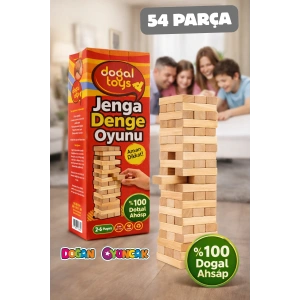 Ahşap Denge Oyunu Jenga 54 Parça - Ahşap Jenga Oyunu Aile Oyunu Kutu Oyunu