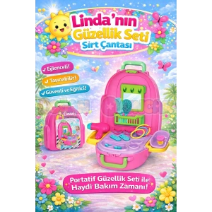 Lindanın Güzellik Seti Sırt Çantası - Güzellik Setleri - Kuaför Oyuncak Seti - Makyaj Seti