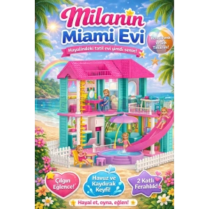 Milanın Miami Evi - Ev Oyuncak - Milanın Miami Ev Seti - Barbie Ev Seti - Rüya Evi - Oyun Evi