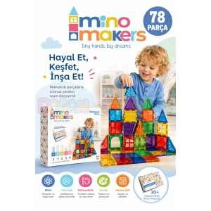 Manyetik Yapı Blokları 78 Parça - Çocuklar İçin 3 Boyutlu Renkli Mınatıslı Manyetik Blok