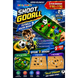 Ahşap Şut ve Gol Oyunu + 9 Taş ve 3 Taş Oyunu - Shoot Gool Oyunu - Fast Finger Oyunu