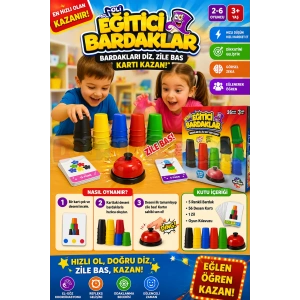 Eğitici Bardaklar Oyunu - Akıl ve Zeka Oyunu - Hızlı Bardaklar Oyunu - Moli Pratik Bardaklar Oyunu