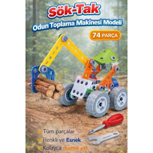 Hanye Sök-Tak Odun Toplama Makinesi Modeli - Oyuncak Söktak İnşaat Modeli - Lego Setleri