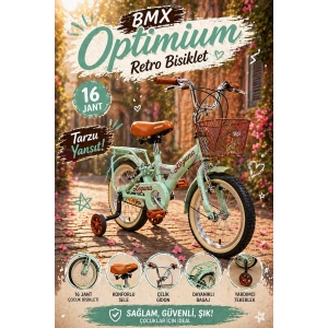 BMX Legano Optimum Series Retro 16 Jant Çocuk Bisikleti Yeşil - Legano 16 Jant Bisiklet Retro BMX Bisiklet