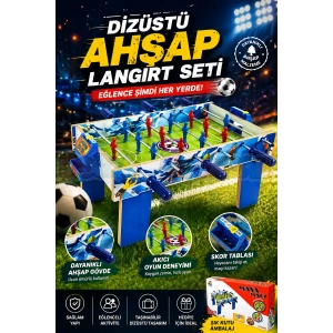 Dizüstü Ahşap Langırt Seti - Ahşap Oyuncak - Futbol Oyuncakları - Top Oyuncak Langırt Setleri - Langırt Oyuncakları - Ahşap Masa Oyunu
