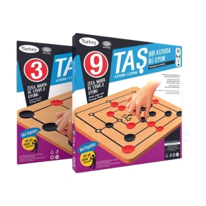 Ahşap 9 Taş 3 Taş Oyunu - Akıl ve Zeka Oyunu - Dokuz Taş Üç Taş Oyunu - Redka 9 Taş 3 Taş Oyunu - Strateji Oyunu