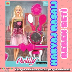 Anlily Makyah Masalı Bebek Seti - Barbie Oyuncak Bebek - Barbie Bebek - Bebek Oyun Evleri İçin Bebek - Makyaj Bebek Seti
