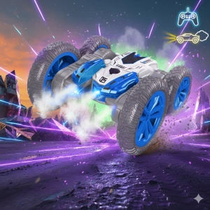 Atomizing Style Uzaktan Kumandalı Akrobatik Araba Mavi - Işıklı Buharlı Araba - Akrobasi Arabası