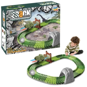 Dinozor Trucks 96 Parça Raylı Pist - Raylı Araç Oyuncak - Tren Oyuncak - Renkli Araç Yolu - Dino Trucks
