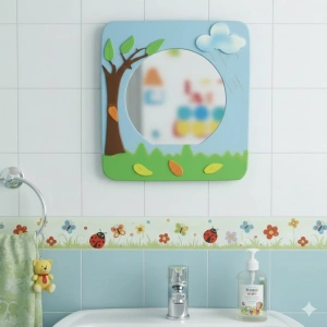 Sonbahar Mevsimi Lavabo Aynası - Anaokulu Lavabo Aynası - Ahşap Ayna - Okul İçin Ayna