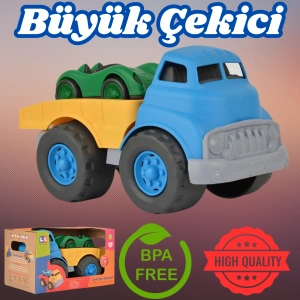 Lüx Mavi Büyük Çekici Kamyon - Plastik Çekici - Kırılmaz Oyuncak - Kırılmaz Çekici - Çekici Oyuncakları - Çekici Setleri