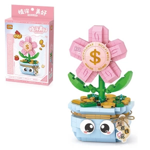 Mikro Blok Saksılı Para Çiçeği 350 Parça - Lego Setleri - Loz Mini Lego - Çiçek Lego - Loz Lego - Mikro Bloklar