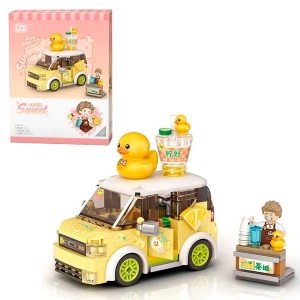 Mikro Blok Şehir Merkezi Portakal Arabası 260 Parça - Lego Setleri - Loz Mini Lego - Çiçek Lego - Loz Lego - Mikro Bloklar