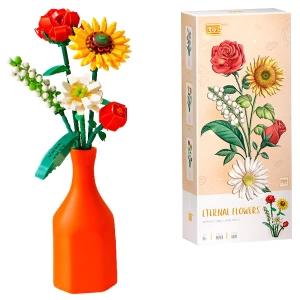 Mikro Blok Sonsuz Çiçekler Ayçiçeği Buketi 568 Parça - Lego Setleri - Loz Mini Lego - Çiçek Lego - Loz Lego - Mikro Bloklar