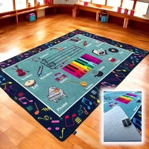 Müzik Çocuk Halısı 160x230 cm. - Müzik Anaokulu Halısı - Müzik Kreş Halısı - Müzik Oyun Halısı