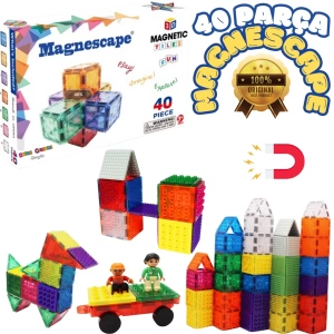Orijinal Magnescape Magnetic Tiles 40 Parça - Magnetic Magical Magnet - Mıknatıslı Lego Magnescape