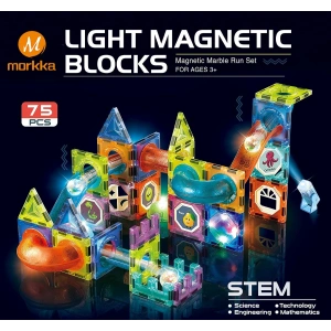Orijinal Magnetic Tiles Light Version 75 Parça Işıklı Manyetik Lego - Magnetic Magical Işıklı Magnet - Ledli Mıknatıslı Lego