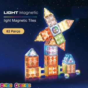 Orijinal Magnetic Tiles Star Diamond Light Version 82 Parça Işıklı Manyetik Lego - Mıknatıslı Lego Ledli Magnetic Işıklı Magnet