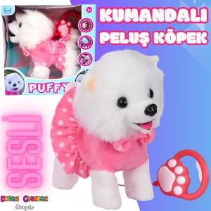 Pilli Sesli Yürüyen Sevimli Köpek Puffy - Kumandalı Peluş Köpek - Havlayan Sevimli Köpek - Hareket Eden Köpek