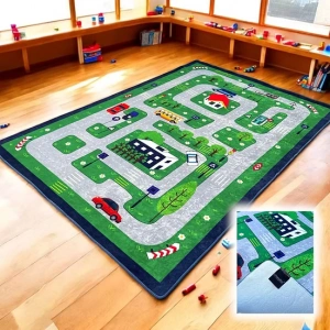 Trafik Çocuk Halısı 100x160 cm. - Trafik Anaokulu Halısı - Trafik Kreş Halısı - Trafik Oyun Halısı